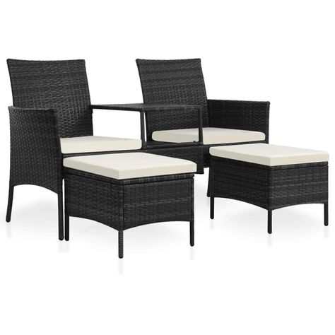Festnight Set 9 pz Mobili da Pranzo per Giardino in Polyrattan Nero,Set da Giardino in Rattan,Set Mobili da Giardino in Rattan,Set Tavolo e Sedie da Giardino in Rattan,Tavolo da Giardino con Sedie