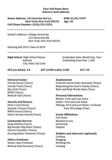 Sorority Resume Template The Ultimate Guide To Sorority Recruitment