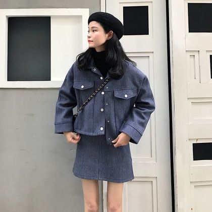 カジュアルストリート系無地poloネックジャケット スカートセットアップ Thời Trang Cho Nữ Thời Trang Nữ Thời Trang カジュアルストリート系無地poloネックジャケット スカートセットアップ Thời Trang Cho Nữ Thời Trang Nữ Thời Trang
