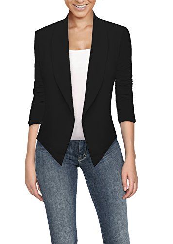Jaycargogo Womens Lightweight Long Sleeve Open Front Work Office Blazer Suit