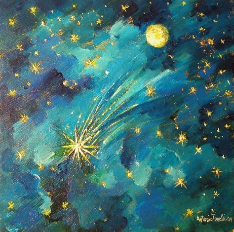 Antonio Tonelli (b.1934) - The Big Comet. 2004. Acrylic on canvas. | Art, Artwork, Trash art