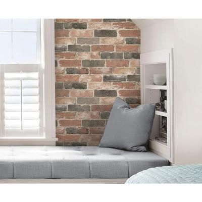 Brewster Loft Red Brick Paper Strippable Wallpaper Covers 56 4 Sq Ft Fd23287 The Home Depot Red Brick Wallpaper Brick Texture Brick Wallpaper