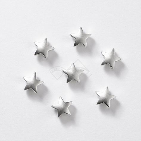 3003045 Star Matt Rhodium Plated Brass Connector 8mm 5mm Thickness 0.9g 6pcs