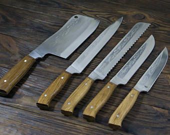 Professional Kitchen Knife Set Engraved Chef Knife Set Etsy Kitchen Knives Knife Set Kitchen Personalized Kitchen