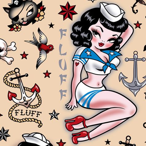 Girlfriend pool tattoo vintage