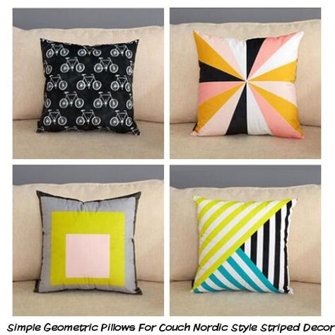 Simple geometric pillows for couch Striped Geometric Pillow Cushion