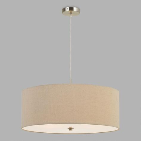 Shop 3 Light Drum Chandelier in Iron Frame and Linen Shade Shop 3 Light Drum Chandelier in Iron Frame and Linen Shade
