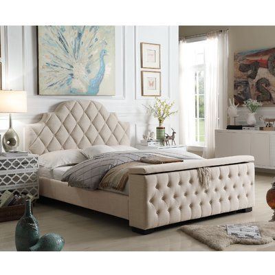 mistana thom tufted upholstered storage platform bed color beige size king upholstered storage furniture bed design