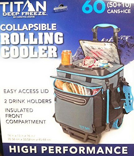 titan deep freeze collapsible rolling cooler