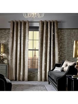 Kylie Minogue Grazia Lined Eyelet Curtains In Silver Kylie Minogue Grazia Lined Eyelet Curtains In Silver