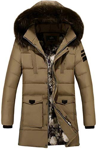 Wofupowga Men Thick Winter Quilted Zipper Stand Collar Down Jacket Parka Coat