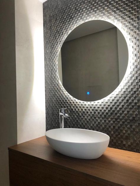 Baño Con Espejo De Luz Trasera Espejo Redondo Para Baño Espejos Para Baños Espejos