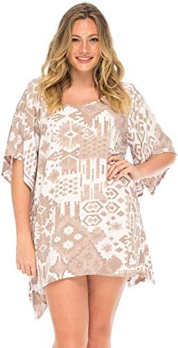 LA LEELA Womens Skull Halloween Costume Beach Swimsuit Cover Ups Drawstring A