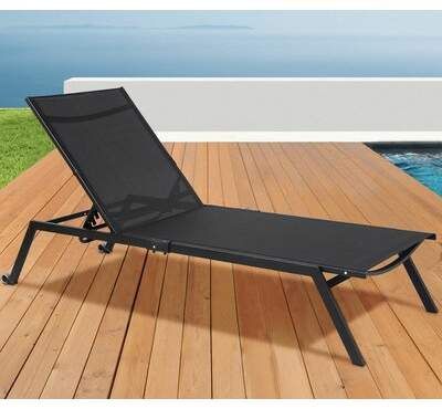 Wrought Studio Ayala Reclining Chaise Lounge Outdoor Patio - Wabbaseka Reclining Chaise Lounge With Cushion Table Wrought Studio Ayala Reclining Chaise Lounge Outdoor Patio - Wabbaseka Reclining Chaise Lounge With Cushion Table