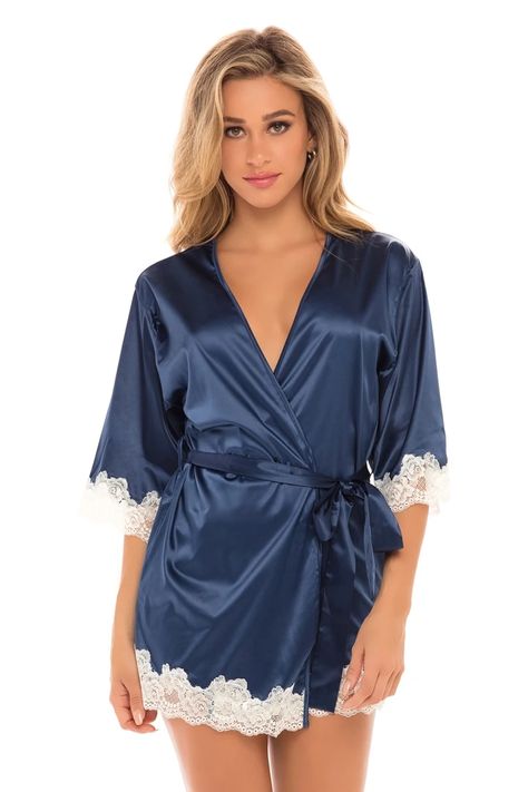 Blue Butterflies Microfiber Short Robe in Pastel Colors Wrap Up by VP