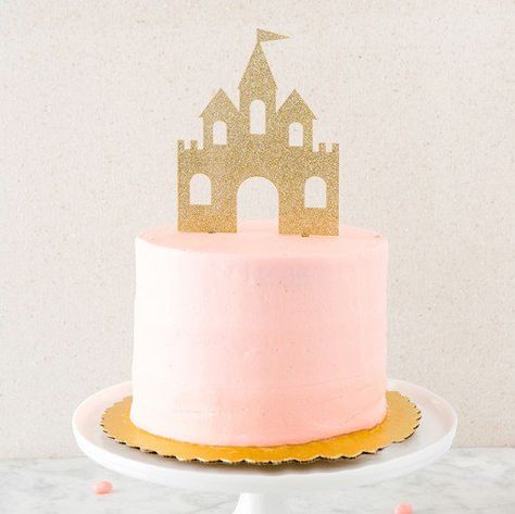 princess castle cake topper birthday girls glitter PERSONALISED PINK GOLD