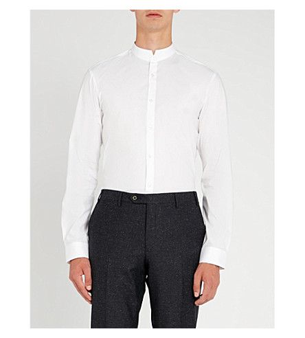 Hugo Boss Mens Button-Down Shirt Extra-Slim Stretch White XL