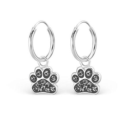 JAYARE Creoles Enfants pattes danimaux argent sterling 925 Cristal Boucle doreilles fille