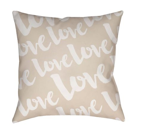 Wide Square Typography Polyester Love You More Throw Pillow Surya