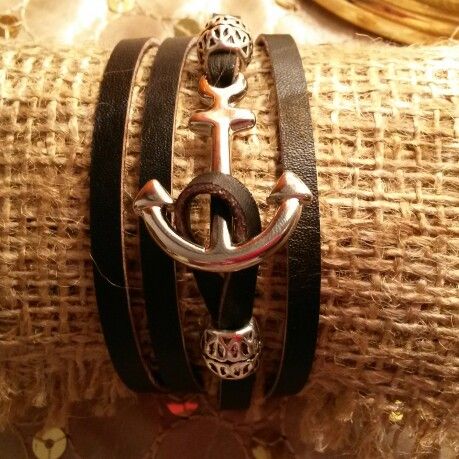 Pulseras de cuero con ancla para hombre brazalete Popular artesanal Pulseras de cuero con ancla para hombre brazalete Popular artesanal