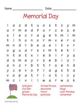 memorial day word search tpt free lessons pinterest memorial