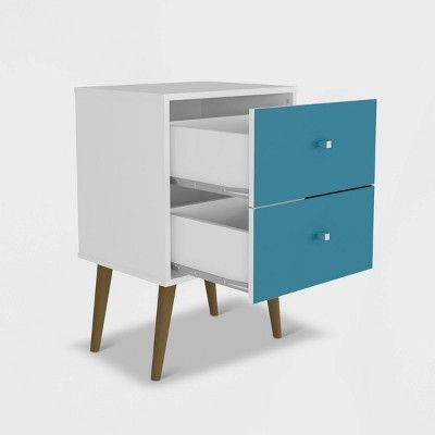 Carson Carrington Stationsby Lacquer Nightstand Blue Furniture Contemporary Nightstand
