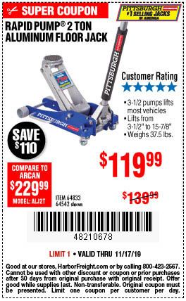 2 Ton Aluminum Racing Floor Jack With Rapid Pump Harbor Freight Coupon Pumps Rapids