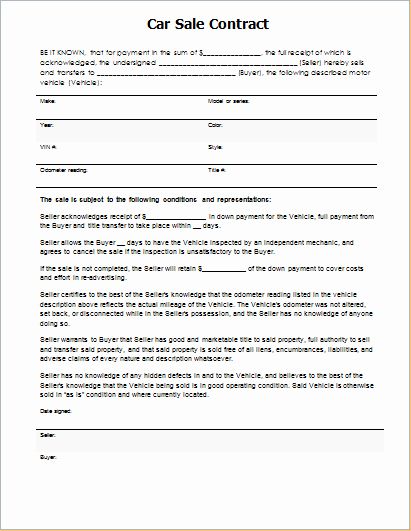 Car Deposit Contract Template Inspirational 9 Best Of Down Payment Agreement Form Bill Of Contract Template Resume References Receipt Template