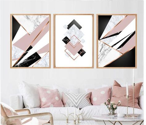Preset of 3 geometric prints purple grey marble rose gold photograph regarding Etsy Printable Wall Art called Fixed of 3 geometric prints crimson grey marble rose gold