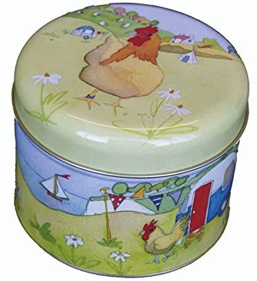 / 24/ cm / Long / Emma Ball Colourful Cream cracker//Biscuit Tin/ / beside The Sea/ Beach Huts/ Deep rectangular Kitchen Tin/