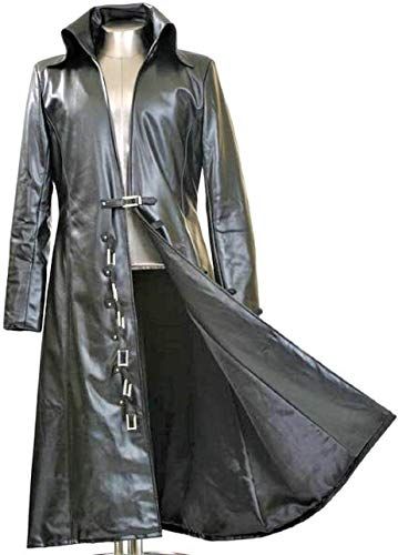 Gothic_Master Black Faux Leather Long Trench Coat Gothic_Master Black Faux Leather Long Trench Coat