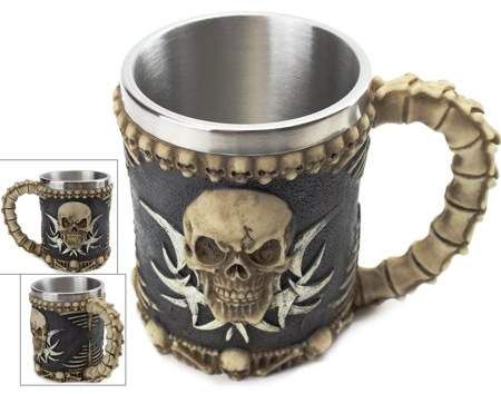 New Skull Cup Mug Coffee Tea 3d Stainless Steel Beer Beverage Gift Mugs Hallowen