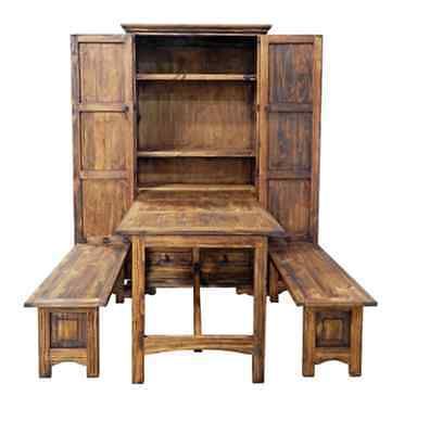 Medium Wax Cowboy Kitchen Fold Up Table And Bench Rustic Western Cabin Lodge Rustic Furniture Western Furniture Country Bedroom Furniture