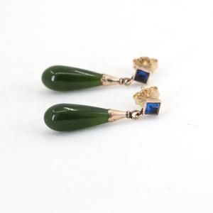 Royalty Halmarked Princess Magnificent Ocean Blue Natural Blue Jade Dangle Drop Earrings