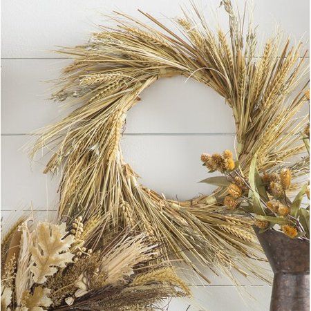 Wheat And Straw Stalks Artificial Wreath Brown 22 Inch Walmart Com Silk Wreaths Artificial Wreath Olive Branch Wreath