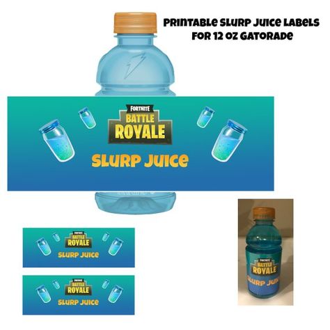 Download Fortnite Printable Slurp Juice Labels for 12 oz Gatorade bottles | Free, Verjaardag, Feestje