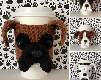 Crochet Mug Cozies Crochet Patterns Crochet Kits By Hookedbyangel Crochet Mug Cozy Cozy Crochet Patterns Boxer Dog Gifts