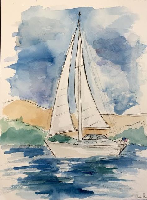 Aquarelle Bateau Peinture Bateau Peinture Peinture De Voilier