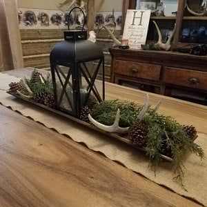 Centerpiece Tray Rustic Centerpiece Tray Holiday Centerpiece Etsy Wood Tray Centerpiece Outdoor Table Centerpieces Rustic Centerpieces