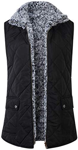 Duyang Womens Warm Sherpa Fleece Reversible Sleeveless Vest Lightweight Zip Waistcoat