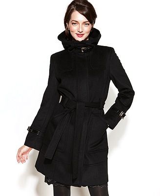 Calvin Klein Belted Hooded Buckled Wool Blend Coat Reviews Coats Jackets Women Macy S Trendy Calvin Klein Belted Hooded Buckled Wool, Calvin Klein Hooded Wool Coat Womens