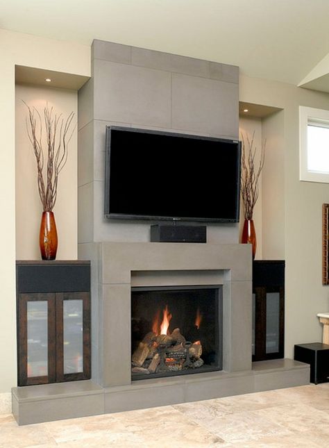 Decorating Remarkable See Through Wood Burning Fireplace With