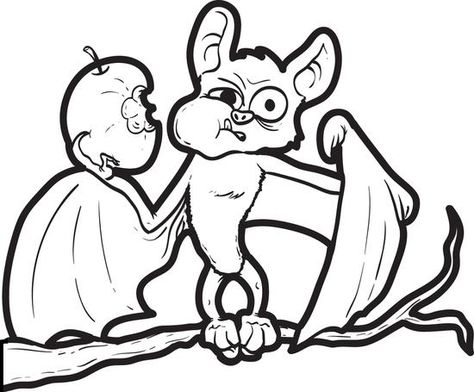 FREE Printable Halloween Bat Coloring Page for Kids Apple coloring