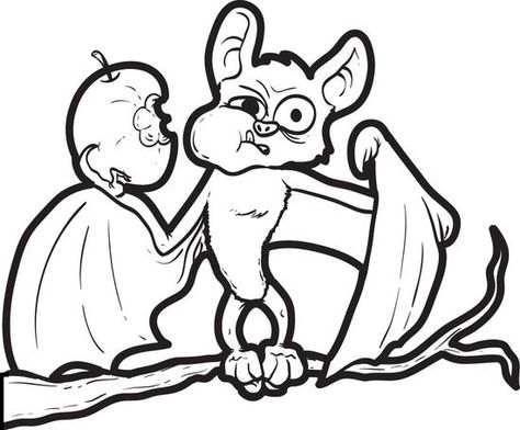 FREE Printable Halloween Bat Coloring Page for Kids | Apple coloring