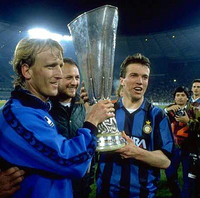 Andreas Brehme And Lothar Matthäus With The Uefa Cup 1991 Inter Milan Michael Ballack Andrea