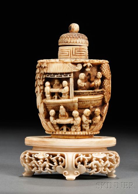 Ivory Snuff Bottle with Ivory Stand Chinese Ivory Snuff Bottle Mar 22
