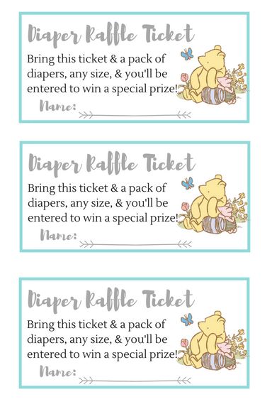 Baby Shower Raffle Winnie The Pooh w Tigger; Printables Raffle Tickets