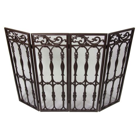 Westinghouse Wrought Iron 4 Panel Brown Fireplace Screen Westinghouse Wrought Iron 4 Panel Brown Fireplace Screen