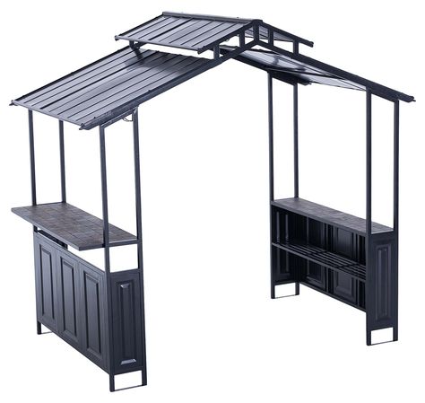 Amazon Com Sunjoy Deluxe Hard Top Grill Shelter With Serving Bar For Backyard Garden Outdoor Backyard Grill Gazebo Diy Swimming Pool