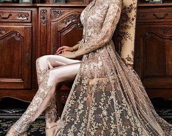 beige net floor lenght gown with satin pants wedding lehenga etsy indian wedding dress pakistani wedding dresses fashion dress party